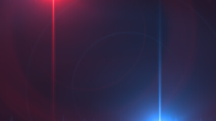 Red and blue light rays on black background