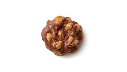 Obraz premium Chocolate-coated puffed corn snacks on a white background
