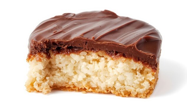 Chocolate-covered rice cake on white background