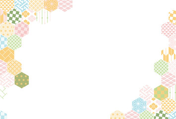 【春の背景素材】伝統文様のカラフルな和柄イラスト