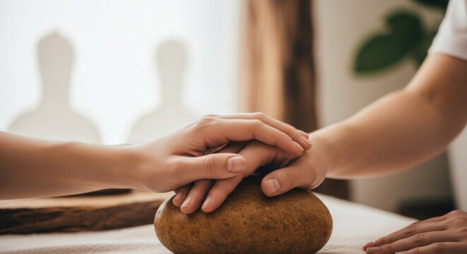 People joining hands together showing cooperation and togetherness copy space