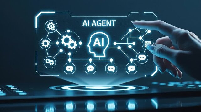 AI agent automatic task management with finger pointing digital interface for advanced artificial intelligence technology enhancing efficient
