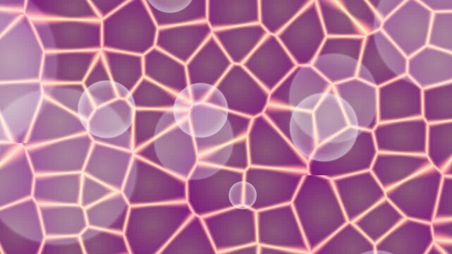Abstract Purple and Orange Cellular Pattern with Glowing Bokeh