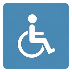 Disability access sign on blue background.