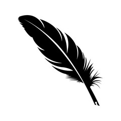 Fototapeta premium Black Feather Silhouette Isolated on White Background Minimalist Design