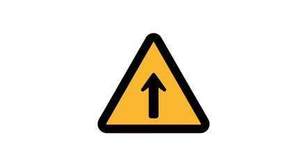 A yellow triangular warning sign with a black border and upward arrow