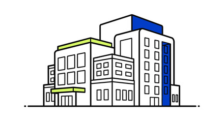 Modern Architecture Illustration Featuring Buildings, Skyscrapers, and Cityscape