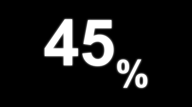 45 statistic glowing digital number on black background for business growth and data analysis