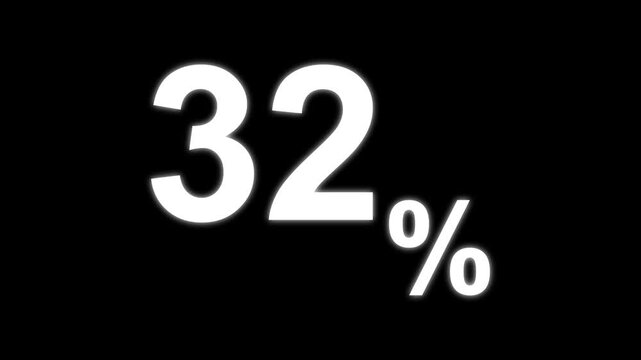 33 percent symbol glowing on black background for business and finance concepts
