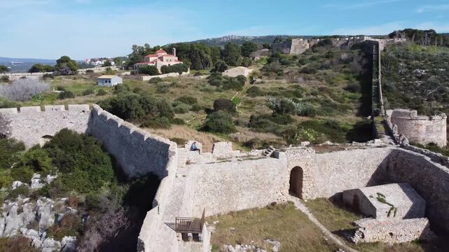 Greece 4K. Pylos Amazing Fortress. Niokastro. Navarino Fortification. Ottoman. Peloponnese