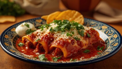Red Enchiladas - classic Mexican dish featuring tomato sauce and cheese