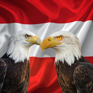 Austria Flag with Two Eagles