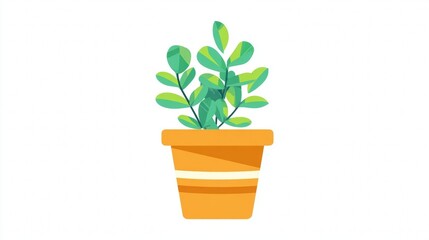 Obraz premium Green plant in a terracotta pot illustration.