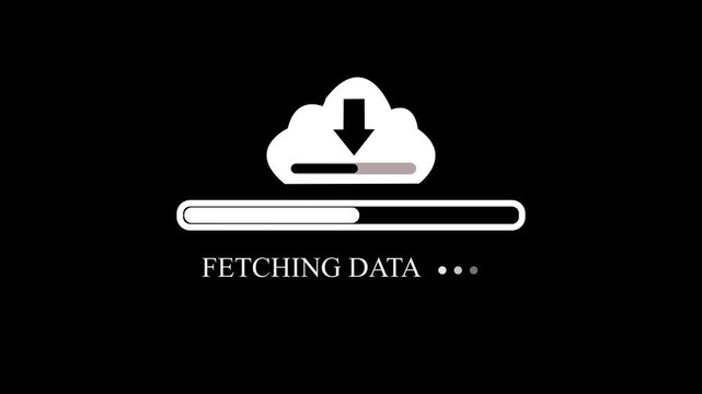 Cloud Data Download Progress Bar Animation Loading Fetching Information fetching data.