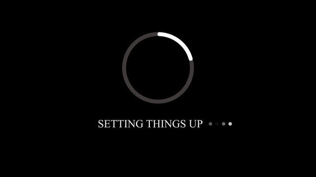 Setting Up Loading Animation Circle Progress Bar loading circle.on black background,with 4k animation.