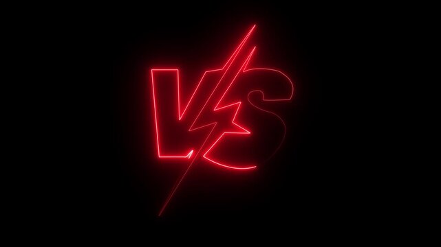 VS versus bars icons . blue color neon animated versus vs bars neon multiplayer co op team with smokey on black background. 4k video motion graphic animation. black background. V/S ANIMATION .4k video