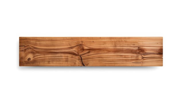Solid timber beam on wooden board against white backdrop