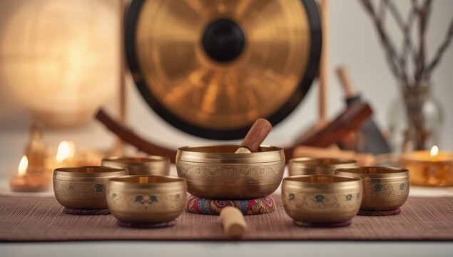 Sound healing bowls for a calming ceremony