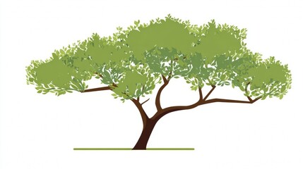 Obraz premium A simple illustration of a tree with green leaves and brown branches.