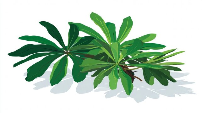 Tropical leaves with lush green foliage and vibrant stems.
