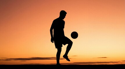 Dynamic soccer skill showcase at sunset outdoor sports event vibrant atmosphere silhouette view passion for football