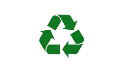 Fototapeta premium Green recycling symbol with three arrows on white background representing eco friendly practices and sustainable living