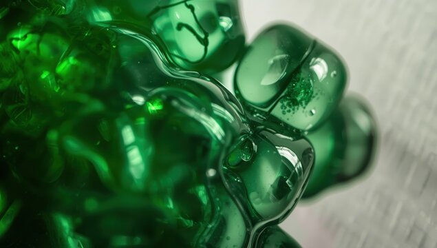 The feel of clear green hydrogel beads