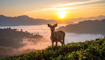 Deer sunset