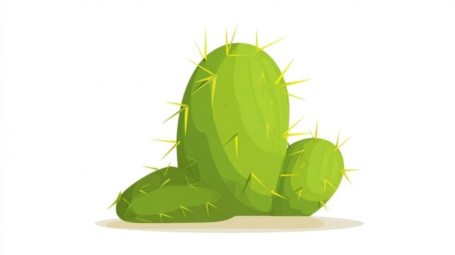 Prickly Pear Cactus Pads with Spines Illustration.