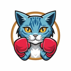 Obraz premium Boxing Cat Mascot Logo With Gloves Vector Illustration