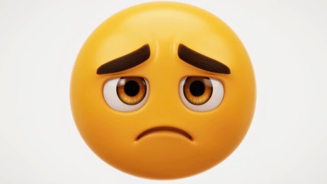 Static shot of 3D animated sad emoji expressing disappointment on white background