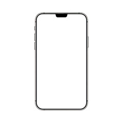 A smartphone with a blank screen and sleek design is displayed. isolated on transparent background