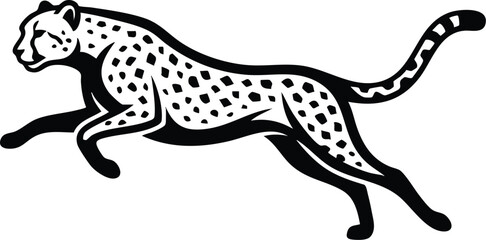 Fototapeta premium Dynamic Black and White Cheetah Illustration in Full Gallop.