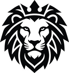 Obraz premium Majestic Lion Head with Crown Emblem.