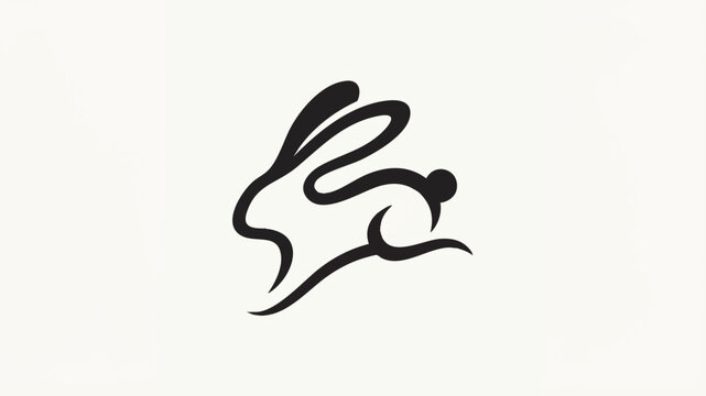 Minimalist black rabbit logo design on a light background.