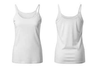 Two white tank tops displayed against a plain for product showcase. isolated on transparent background