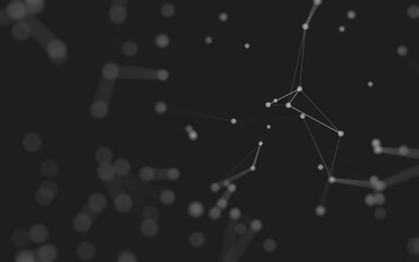 Fototapeta premium Abstract background. Molecules technology with polygonal shapes, connecting dots and lines. Connection structure. Big data visualization.