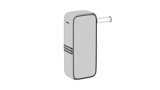 Sketch of portable digital breathalyzer on white background