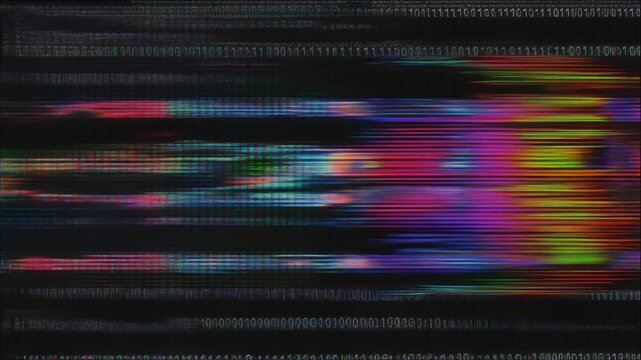 激しく乱れるRGBノイズが走るデジタルデータ崩壊背景