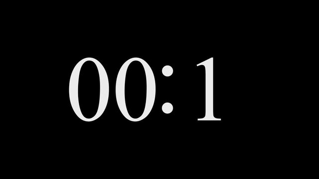 3 seconds digital countdown timer animation from 3 to 0 seconds on black background 4k video