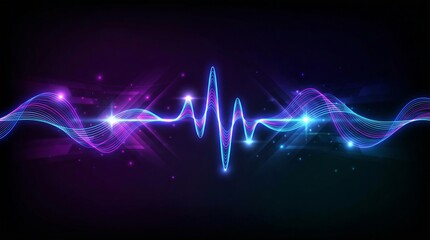 Fototapeta premium Abstract Representation Of A Heartbeat As A Vibrant Neon Line