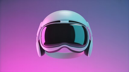 3D Futuristic VR Headset on Neon Purple Background
