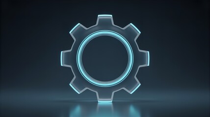 3D Frosted Glass Gear Wheel Settings Concept