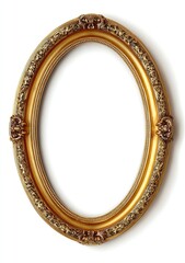 Fototapeta premium Ornate oval gilded picture frame with decorative flourishes