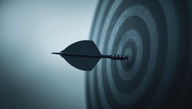Business success represented by a dart hitting the bullseye, symbolizing focus, achievement, and strategic planning