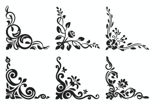 set of floral elements