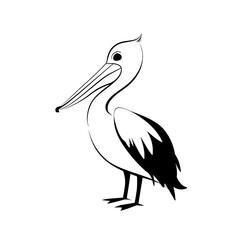 Fototapeta premium Pelican. Pelican simple black and white line art vector logo