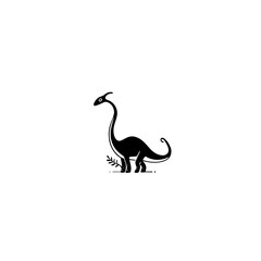 Parasaurolophus. Parasaurolophus simple black and white line art vector logo
