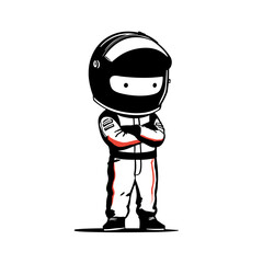 Fototapeta premium Race Car Driver. Race Car Driver simple black and white line art vector logo