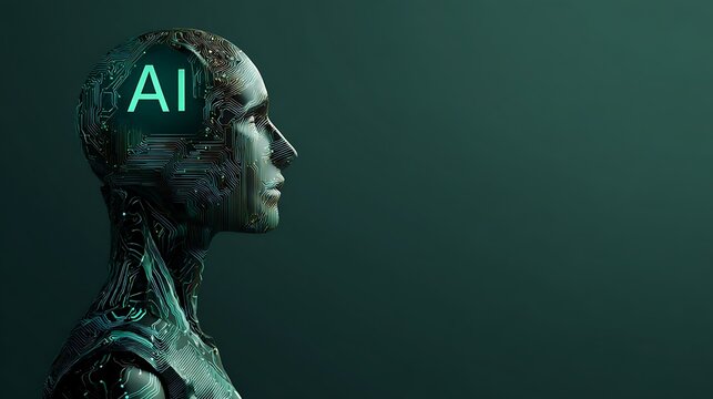Futuristic Ai Robot Profile with Circuit Pattern